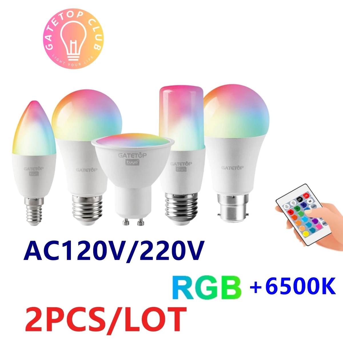 2 шт., RGB-лампа E27 E14 GU10 AC120V 220V 6 Вт 10 Вт