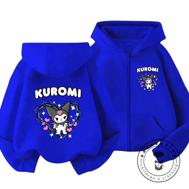 Фото Детская Толстовка С Капюшоном Hello Kitty Kuromi, Зимний Повседневный Топ Для Девочек С Капюшоном, Школьная Форма, Подходит №4