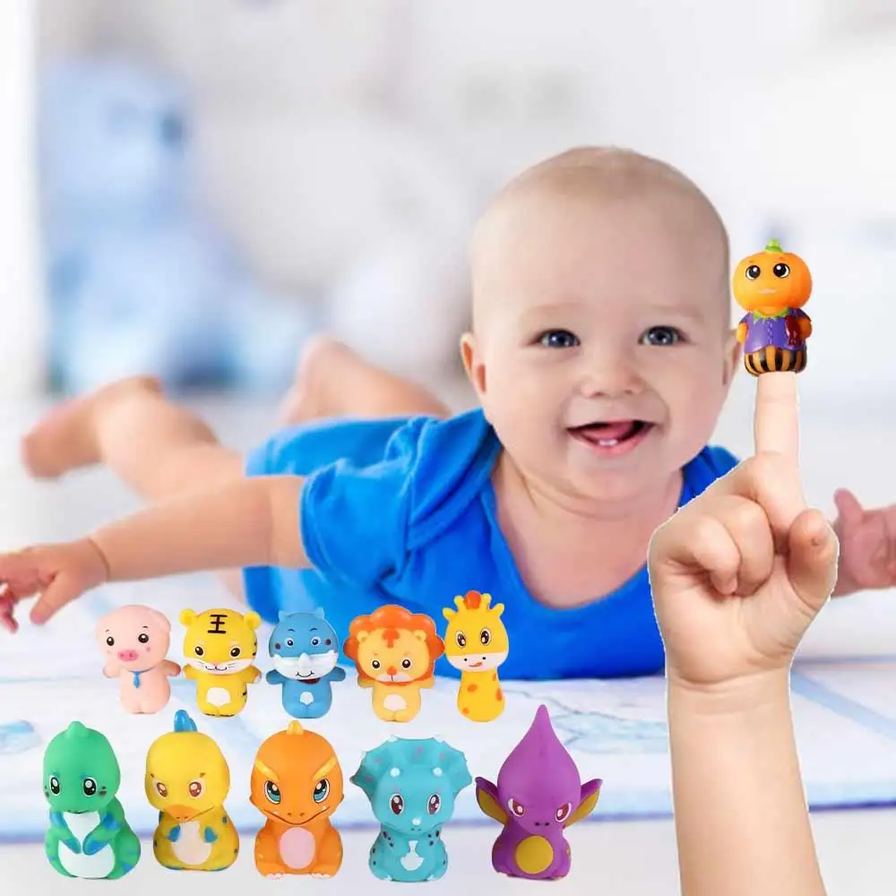 Фото Детские куклы с животными, игрушки для животных, куклы на пальцы, куклы на пальцы, ручная кукла динозавра, крошечные игрушки для рук, перчатки с головой животного №2