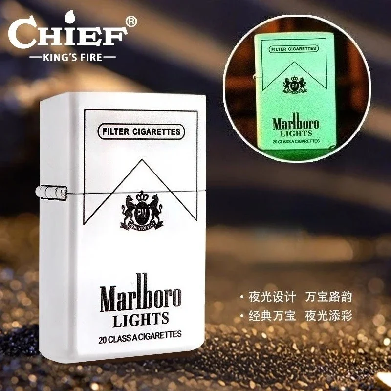 CHIEF новая светящаяся топливная зажигалка Marlboro из чистой меди, открытое пламя, элитная подарочная зажигалка