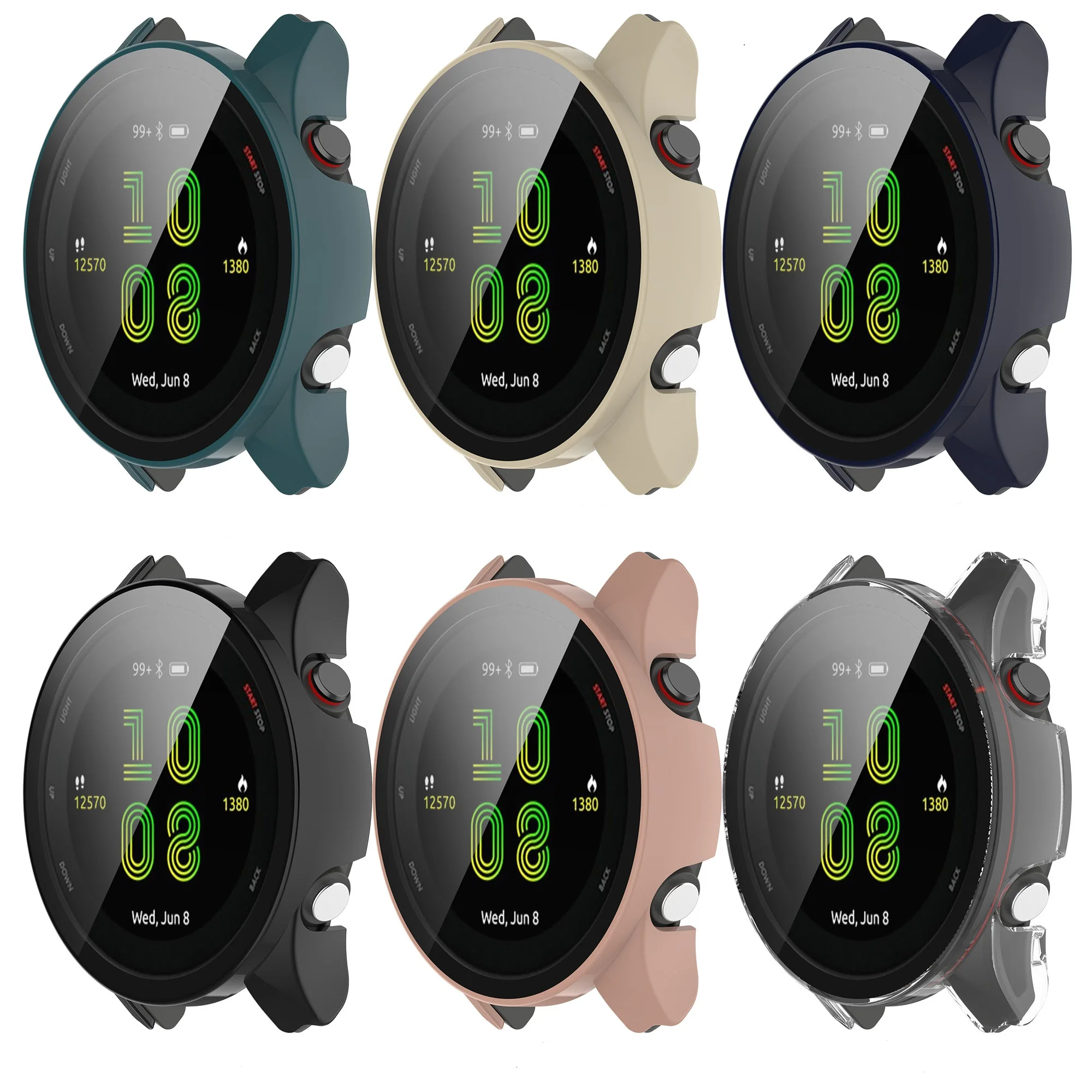 Фото Защитный чехол для часов Garmin Forerunner 255S 255, жесткая рамка из ПК + чехлы из закаленного стекла с полным покрытием №2