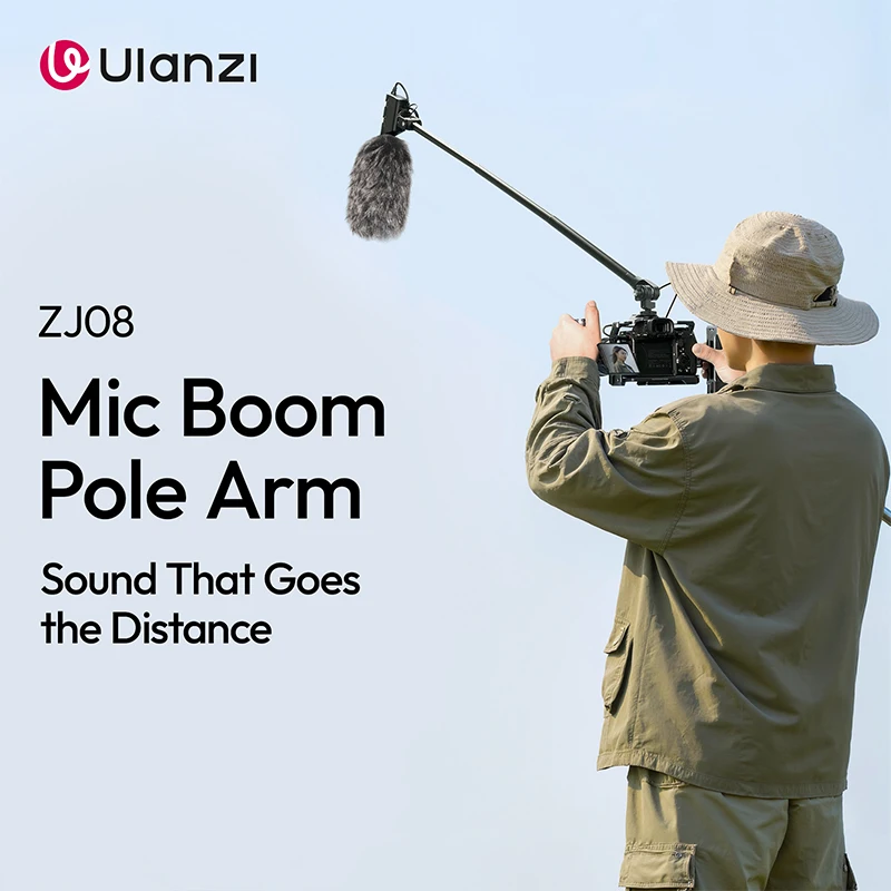 Ulanzi ZJ08 Микрофонная стрела с двойной 180° °   Регулировка видеокамеры DSLR Phone Уличные интервью на локации Походы на свежем воздухе Путешествие
