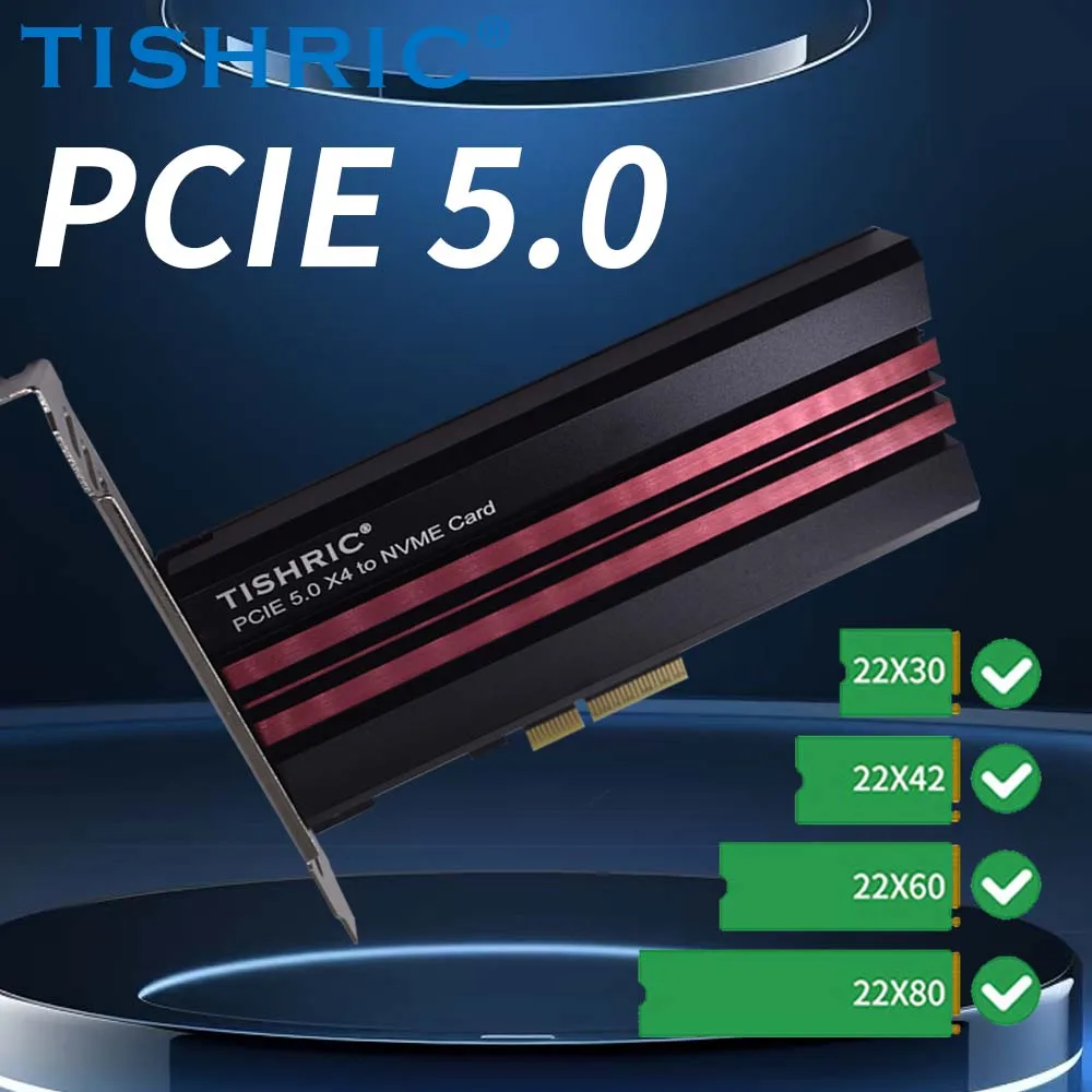 Фото Карта расширения TISHRIC PCIE 5.0 X4 к NVME SSD M2 B/B + M-Key PCIE-адаптер Riser Card с поддержкой термопрокладки 2230 2242 2260 2280 №3