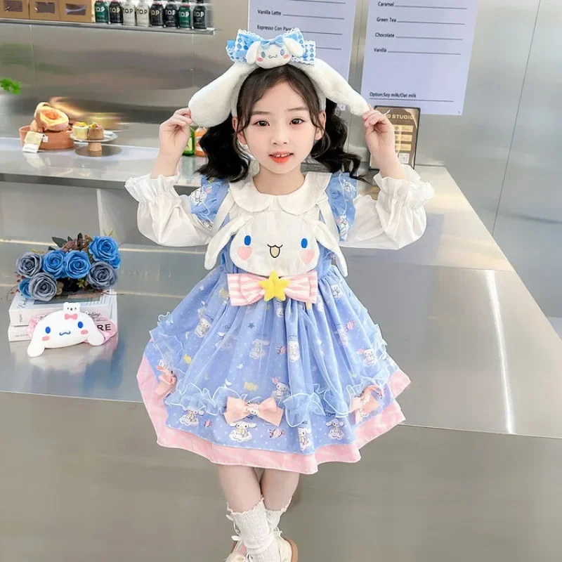 Фото Женское платье принцессы Sanrio, милое Аниме-платье с длинным рукавом и капюшоном, подарок для детей №4