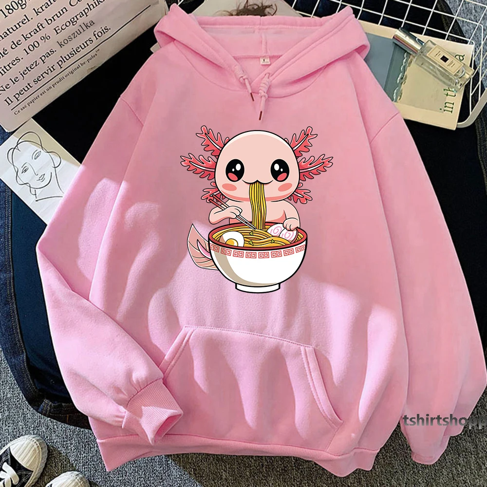 Фото Толстовка с капюшоном для мужчин и женщин, аниме Kekasih Axolotl Lucu Pakaian №4