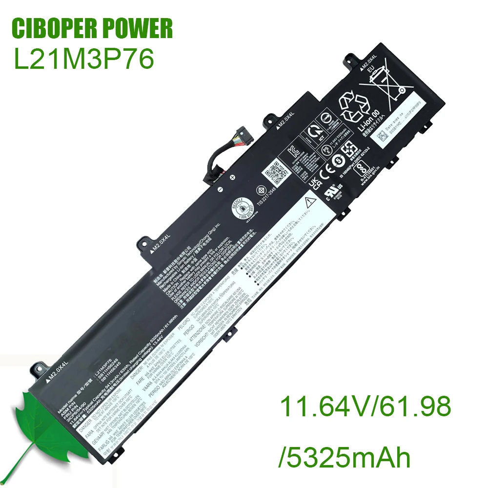 CP Аккумулятор для ноутбука L21M3P76 11,64 В61,98 Втч L21D3P71 L21C3PG2 L21D3PG2 L21M3PG2 для серии ThinkPad L15 Gen 4 21H3 21H4 21H7 21H8 (art.: 3920ce535e5fb) - 3920ce535e5fb