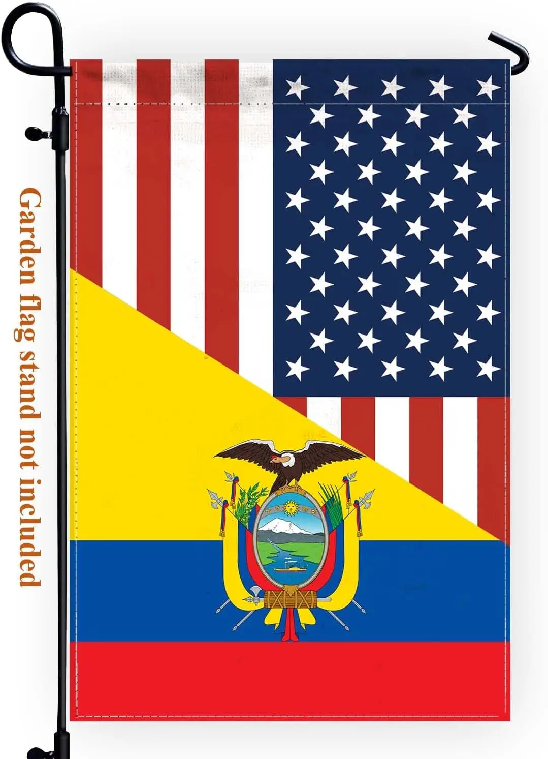 Эквадор, садовый флаг дружбы США, 12x18 дюймов, сверхмощный эквадорианский американский комбинированный уличный баннер для патио, двора с двойной стороной