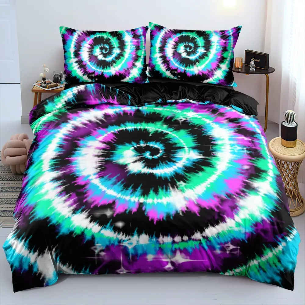 Комплект пододеяльников Tie Dye в богемном стиле хиппи со спиральным принтом, комплекты постельного белья Queen, комплекты постельного белья в этническом стиле в стиле бохо для мужчин, женщин и детей