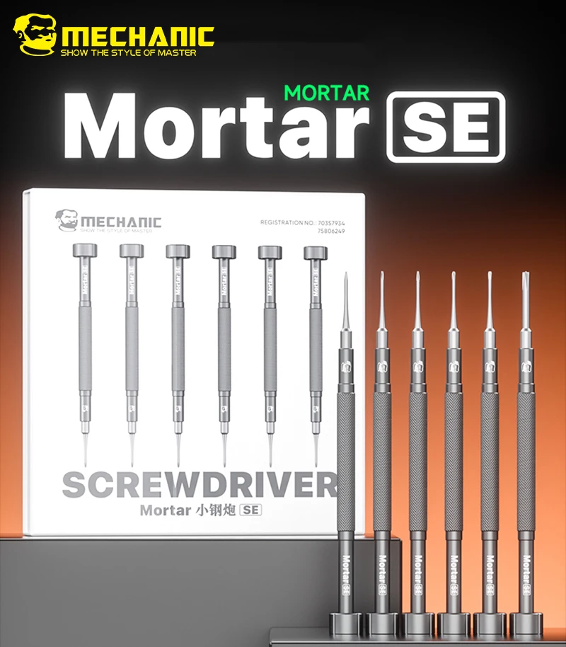 【MECHANIC】Mortar SE 6in1 Противоскользящая отвертка для ремонта мобильных телефонов с шумоподавлением Набор стальных магнитных винтов S2 Набор инструментов для ремонта