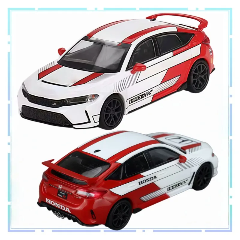 MINI GT 1:64 Civic Type R # 2 2023, коллекция автомобилей из сплава, белая литая под давлением модель, коллекционные предметы, праздничные подарки