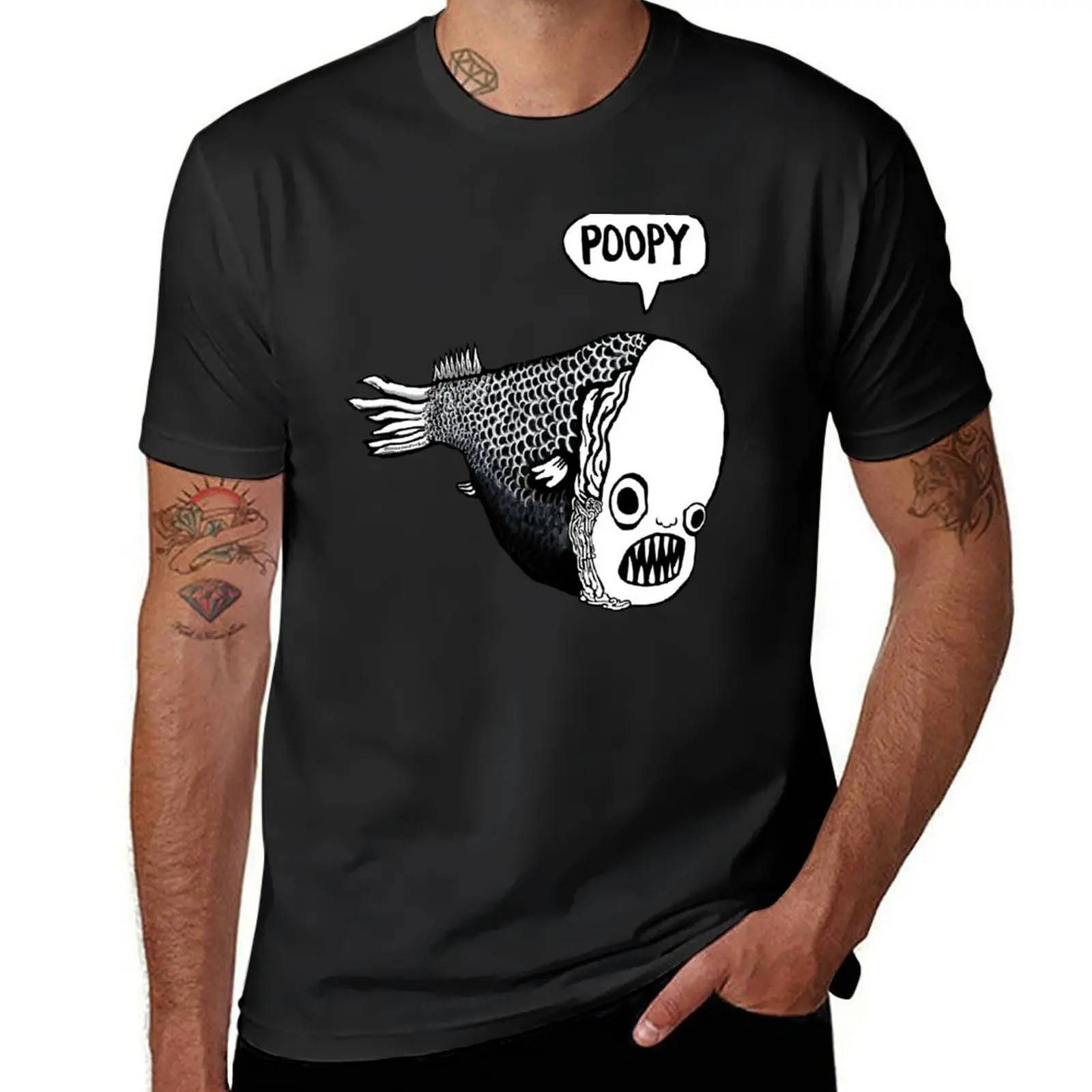 Футболка Poopy Head Fish, тяжелая одежда, мужская футболка с графическим принтом