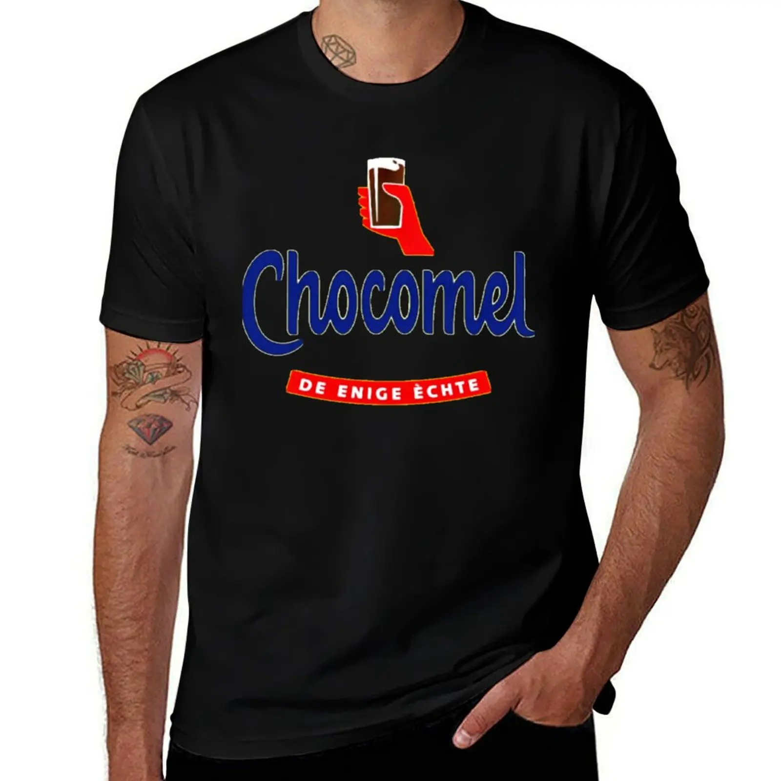 Футболка Chocomel chocolademelk Nederland, синие замки, быстросохнущие мужские футболки
