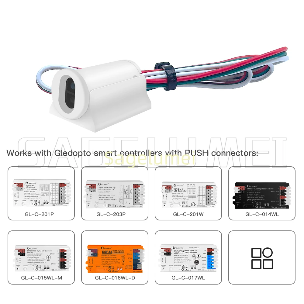 Фото WLED ZigBee Tuya WIFI RGB/RGBW/RGBCCT SPI Pixel Контроллер светодиодной ленты Smart Life Управление через приложение для WS2812 SK6812 SPI Светодиодная лампа №5