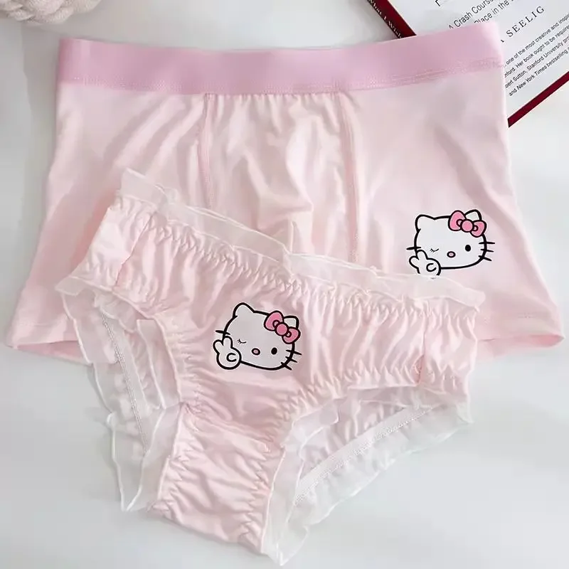 Фото Kawaii Hello Kitty Sanrio парные трусики с узором для девушек удобные дышащие хлопковые сексуальные чистые брюки с принтом подарок на день рождения №3