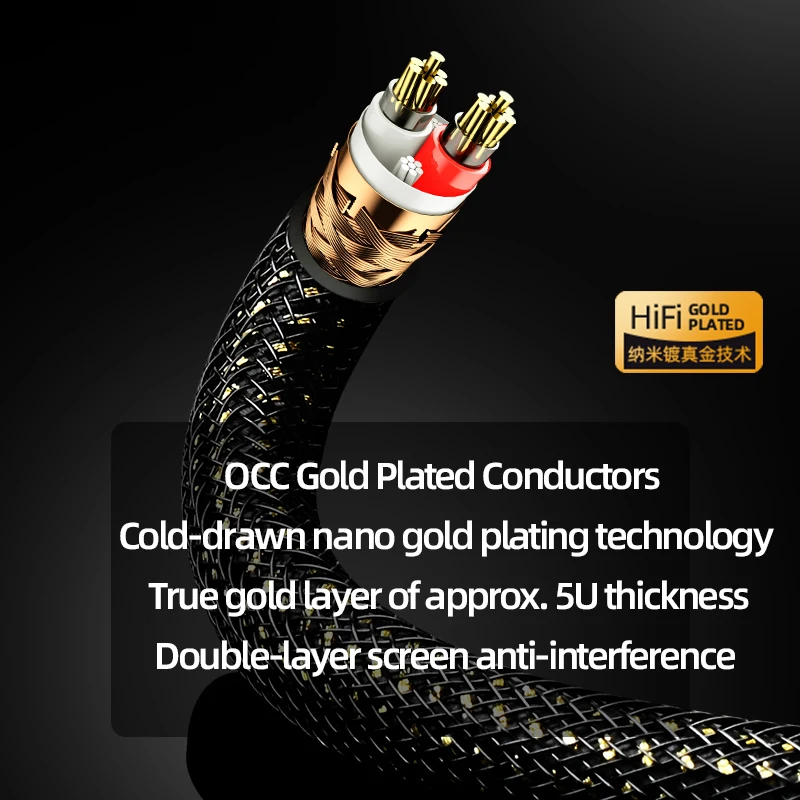 Фото ATAUDIO OCC Позолоченный HiFi кабель от 6,5 мм до двойного кабеля 6,5 мм Стерео 6,5 TRS на двойной гитарный кабель для усилителя 6,5 TS №4