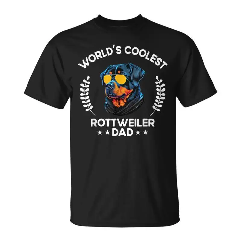 Worlds Coolest Dog Dad Papa - Мужская футболка унисекс Rottweiler, таможенная мужская одежда