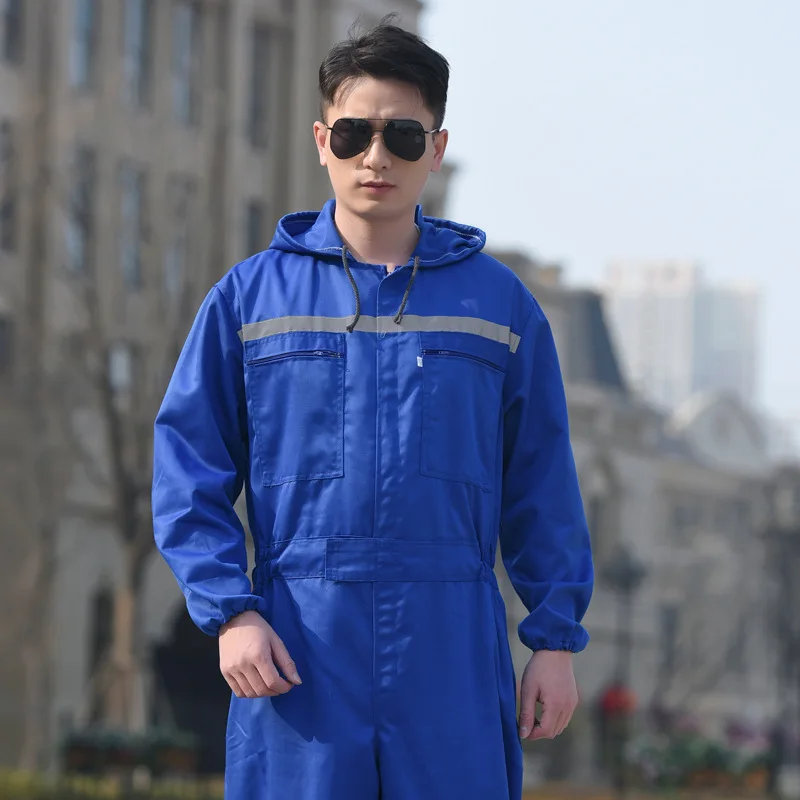 Фото Защитная Рабочая одежда Hi vis, комбинезоны с капюшоном, пыленепроницаемые грязеотталкивающие Рабочие комбинезоны, рабочая одежда, защитный комбинезон для рабочих, униформа №3