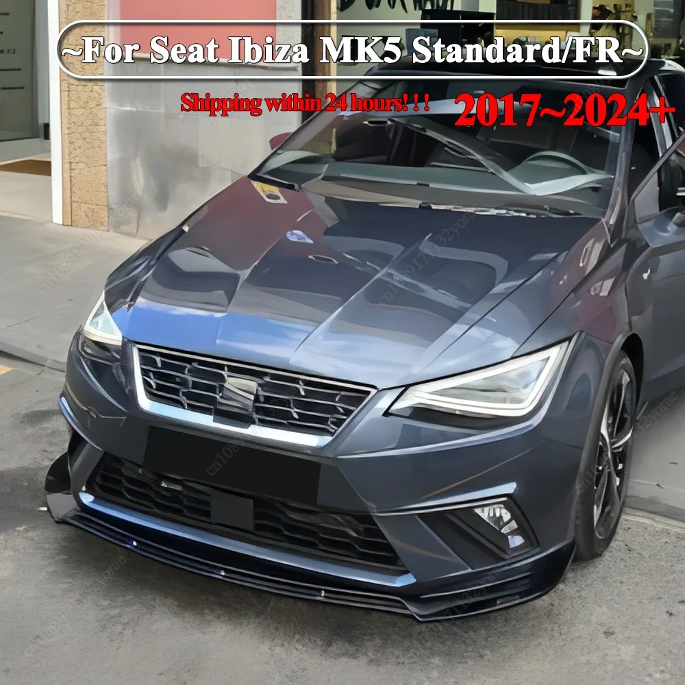Для Seat Ibiza MK5 Standard/FR 2017-2024+ автомобильный передний бампер, нижний диффузор, сплиттер, спойлер Canard, комплект кузова, тюнинг, ABS, черный