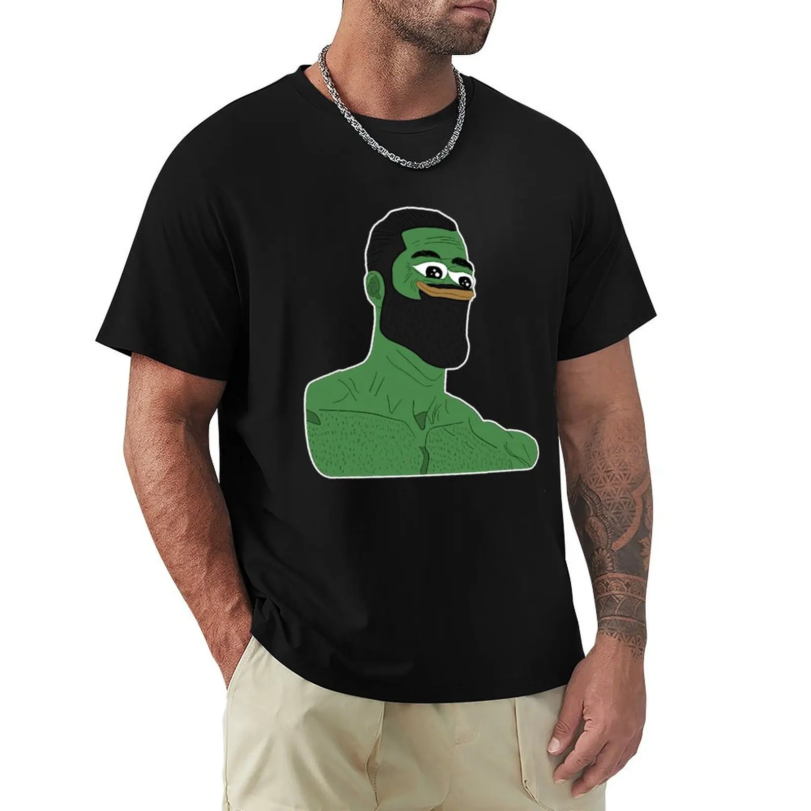 Редкая футболка Gigachad Pepe, уличная одежда, мужская одежда больших размеров в стиле аниме