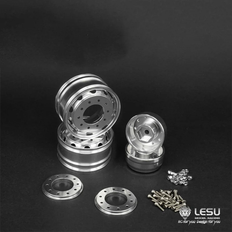 LESU 1/14 колеса из алюминиевого сплава для грузовиков, тракторы Tamiya, широкие колеса, овальные передние колеса с 10 отверстиями, модельW-2043