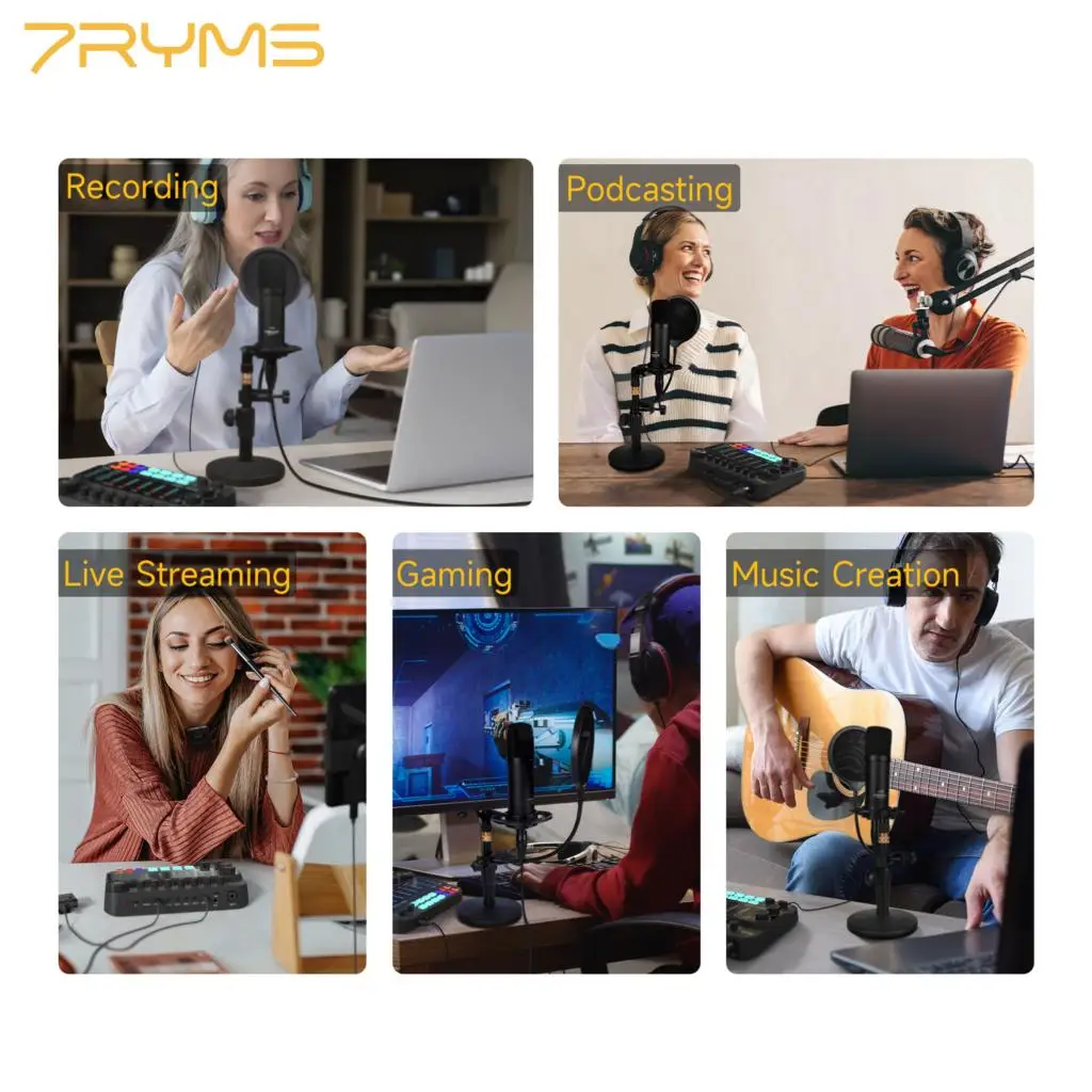 Аудиоинтерфейс 7Ryms 7Caster SE2 USB с XLR, 3,5 мм, 6,35 мм, приборные входы для записи, потокового и подкастинга и т. д. (art.: 3920c9afcce2e) - 3920c9afcce2e