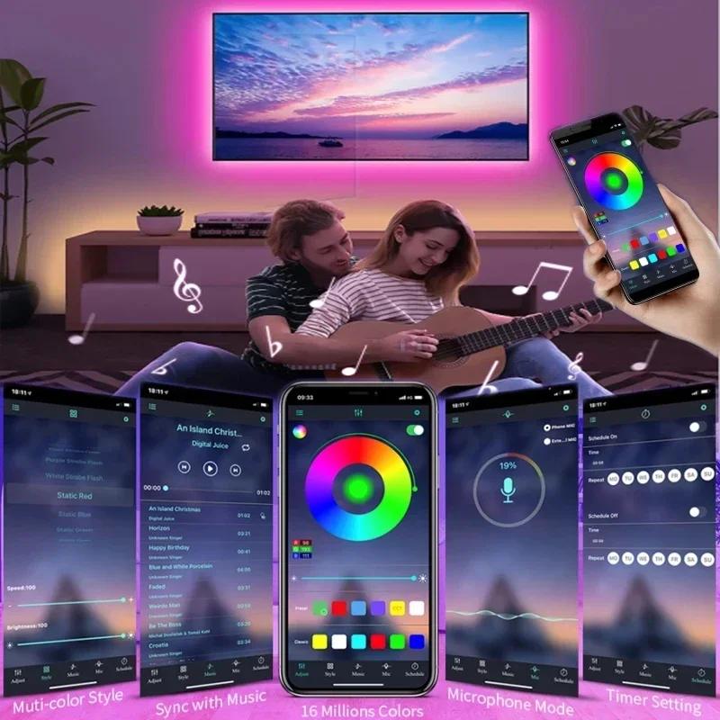 Фото Светодиодная смарт-лента, Usb, 5 В, Wi-Fi, Alexa Tv №5