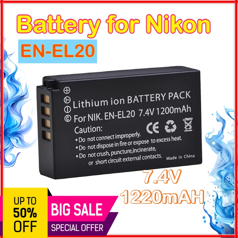 7,4 В EN-EL20 EN EL20 ENEL20 Аккумуляторная батарея для цифровой камеры Nikon EN-EL20a 1 J1 J2 J3 S1 Nikon1 AW1 Высокое качество