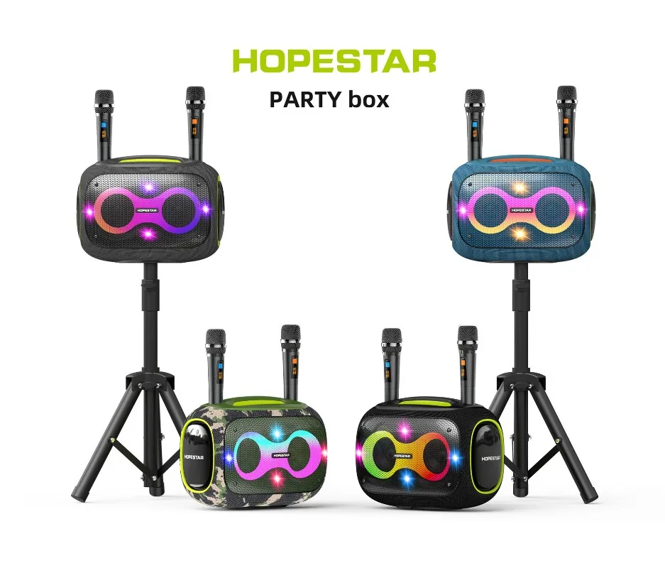 HOPESTAR 120 Вт мощный Partybox Bluetooth караоке-динамик портативный HIFI стерео семейный КТВ-машина с двойным беспроводным микрофоном