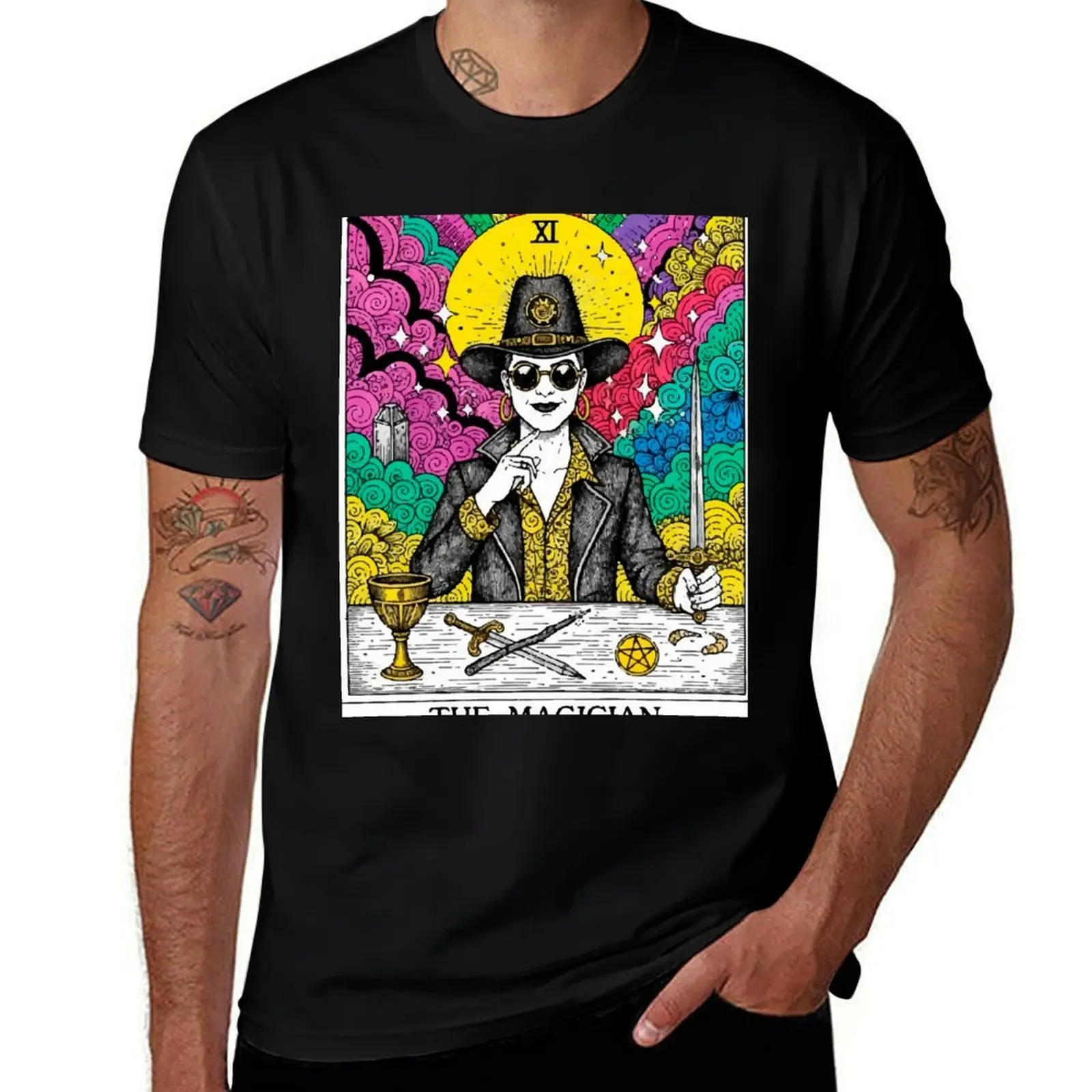 Boho Illustration of The Magician — подробная и яркая футболка с картами Таро, мужские футболки с животным принтом для мальчиков