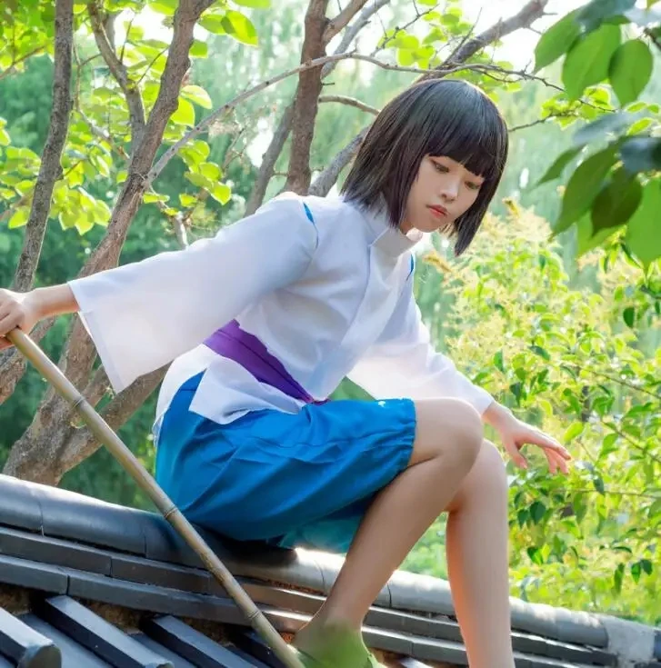 Фото Классическое кимоно Sen to Chihiro no Kamikakushi белый дракон Haku Nigihayami Kohakunushi костюм для косплея №2