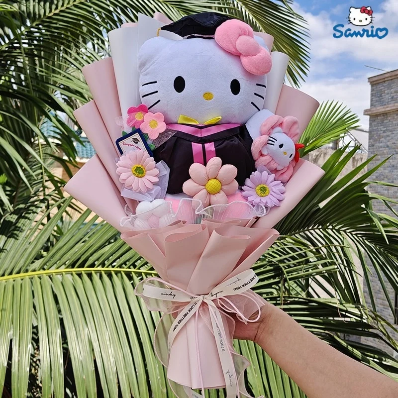 Sanrio букет из мультфильмов My Melody Kuromi Hello Kitty Cinnamoroll с градиентными шапками ручной работы подарок на День святого Валентина для девочек