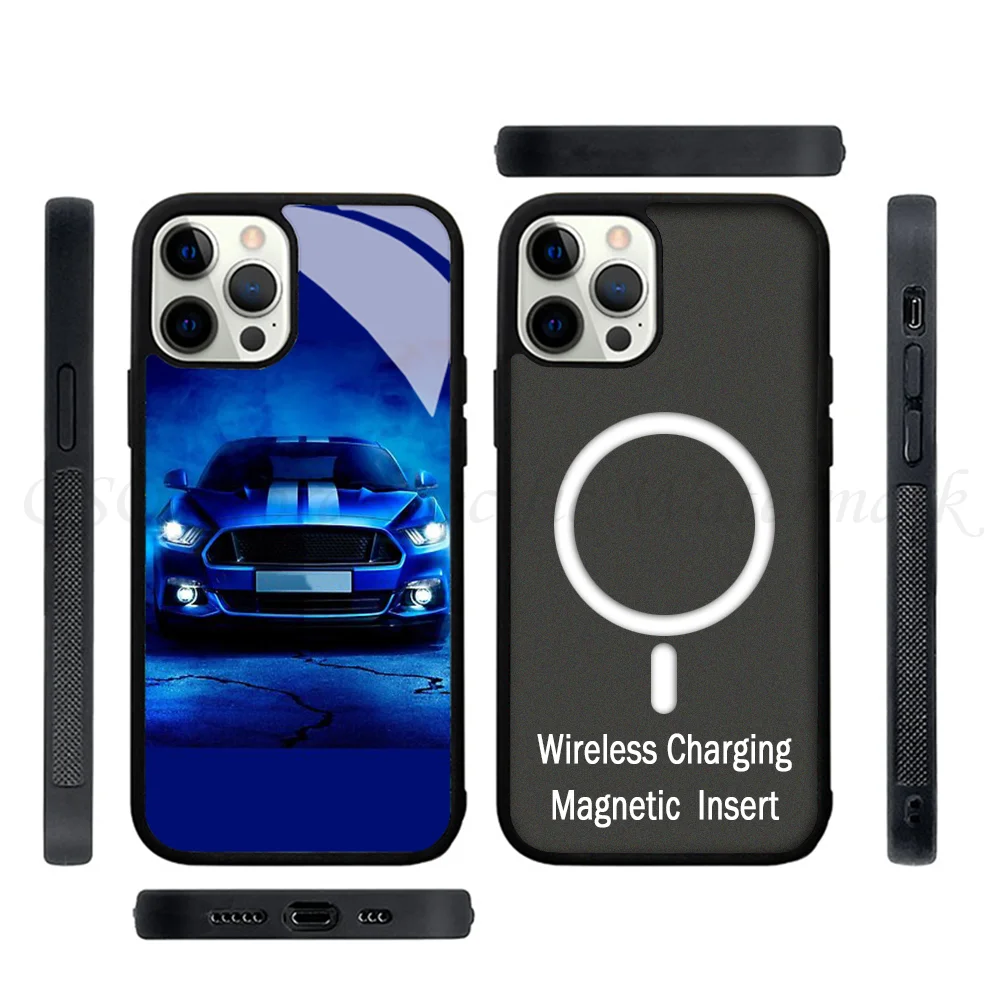 Чехол для телефона Ford Mustang силе, сильный магнитный для IPhone 15 14 13 Pro Max 11 12 Mini Alex, зеркальный для Magsafe