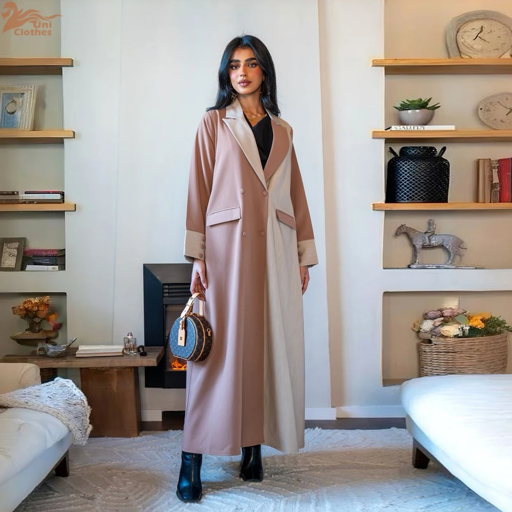 Фото Мусульманский элегантный кардиган Uni Dubai в стиле пэчворк Абая, кафтан Marocain Femme, женская одежда 2025 №3