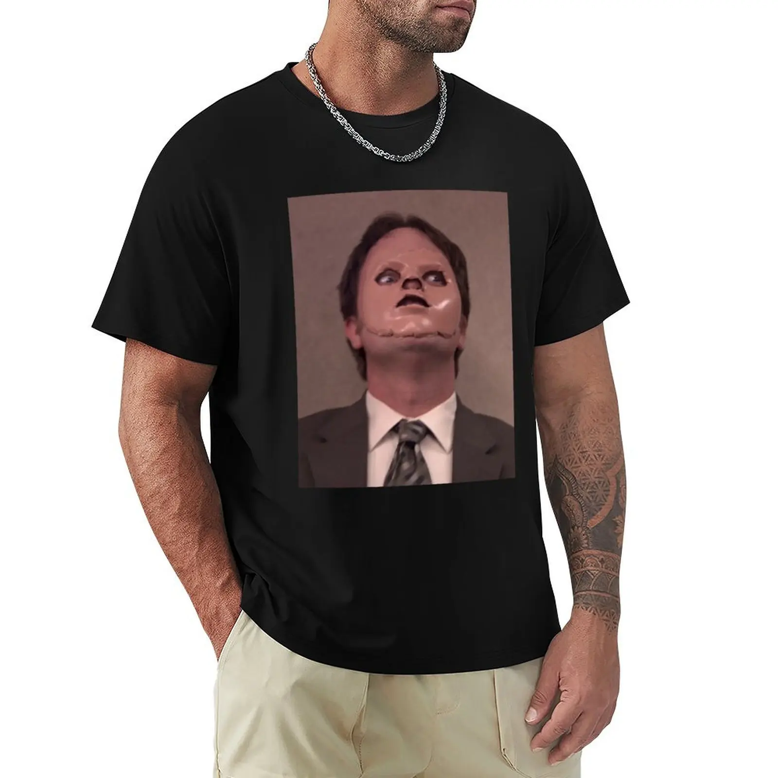 Футболка THE OFFICE DWIGHT MASK FIRST AID FAIL CPR, футболки большого размера с синим замком, мужская одежда для мужчин
