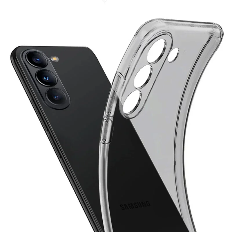 Фото Роскошный ультратонкий мягкий чехол для Samsung Galaxy S25 ULTRA S24 FE S23 S22 S20 S21 Plus Note 20U, прозрачная черная прозрачная задняя крышка №2