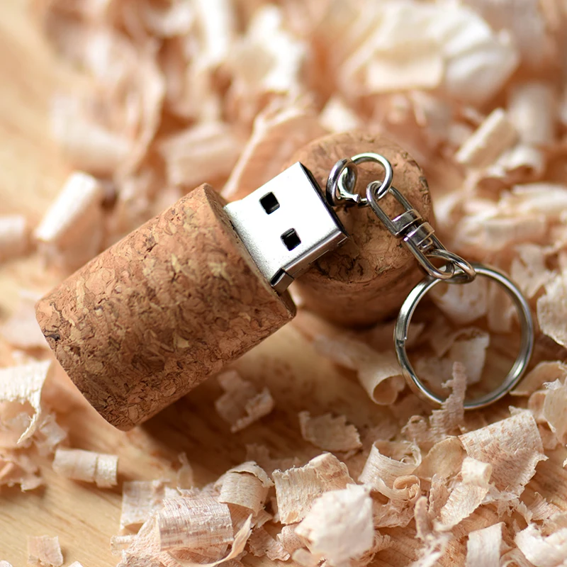 Флэш-накопитель USB 2.0 из пробкового дерева, 4 ГБ, 8 ГБ, 16 ГБ, 32 ГБ, 64 ГБ, подарочная карта памяти, креативный U-диск с брелоком, креативный подарок
