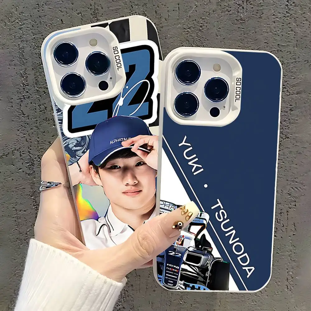 Чехол для телефона Y-Yuki T-Tsunoda 22, для iPhone 17,16,15,14,13,12,11, Pro, XS, Max, Plus, Mini, SE, White Candy, матовый противоударный чехол