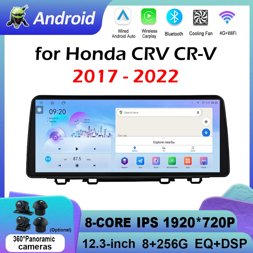Интеллектуальная система Android с GPS-навигацией для Honda CRV CR-V 2017 2018 2019 2020-2022 Bluetooth-накопитель с сенсорным экраном WIFI 4G