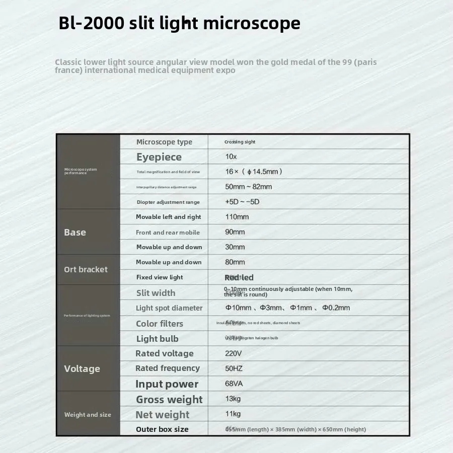 Shanghai Expo BL-2000 микроскоп источник света щелевая лампа оптический магазин инструмент для офтальмологического осмотра регулируемый 1 год (art.: 3920cffed5aa2) - 3920cffed5aa2