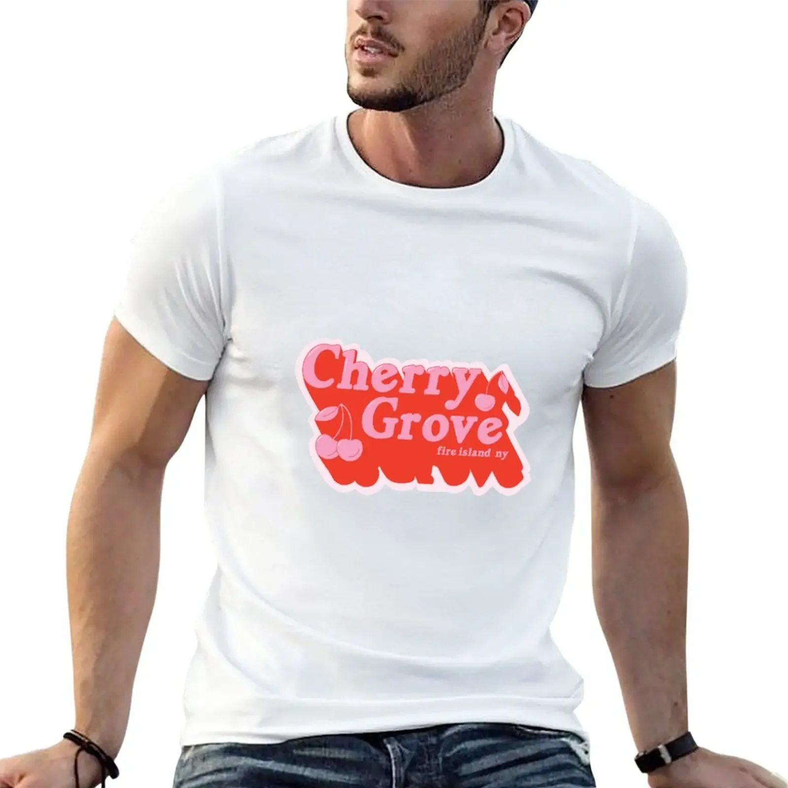 NG Добро пожаловать на Cherry Grove! Футболка с рисунком, черная забавная футболка, большие и высокие футболки для мужчин