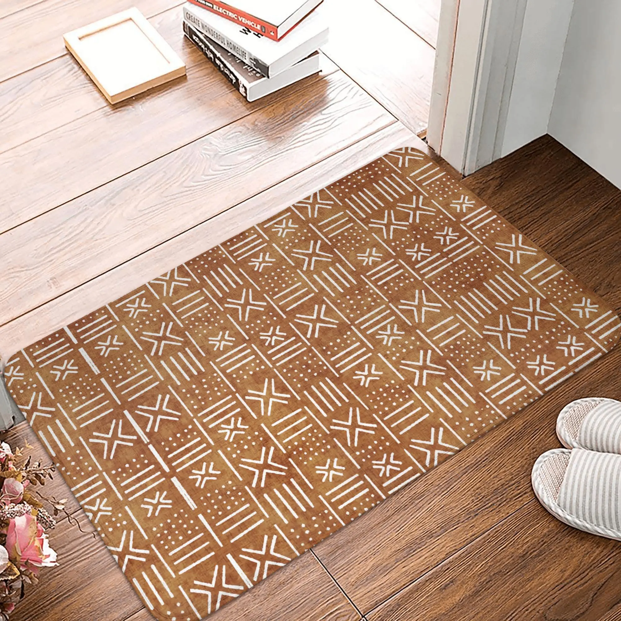 Bogolan Mudcloth Африканский узор Передняя дверь Напольные входные коврики Открытый Африканский арт Кухня Ванна Коврик Гостиная Ковер Ковер