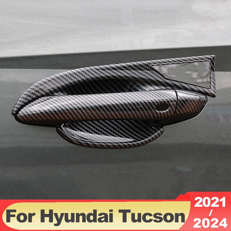 Гибридная N линия ABS углеродная Автомобильная дверная ручка для Hyundai Tucson NX4 2021 2022 2023 2024 крышка чаши декоративные стикеры аксессуары