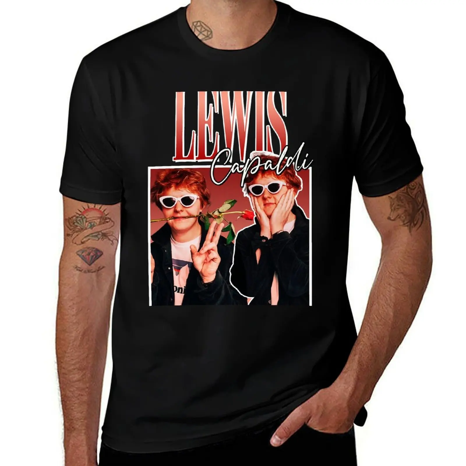 Футболка Lewis Capaldi, хлопковые футболки с рисунком, рубашки большого размера, футболка с рисунком, винтажные футболки большого размера для мужчин