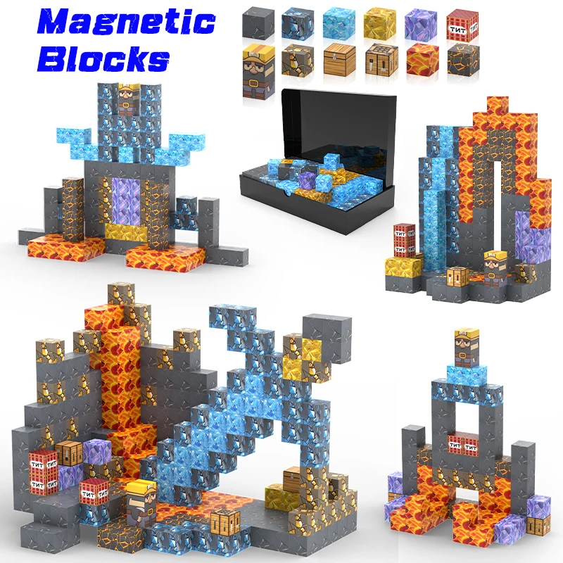 100 шт. магнитные блоки-Build Mine Magnet World для мальчиков и девочек в возрасте от 3 лет, сенсорные игрушки для малышей, подарок, строительные игрушки, рождественский подарок (art.: 3920c9fbcb43c) - 3920c9fbcb43c