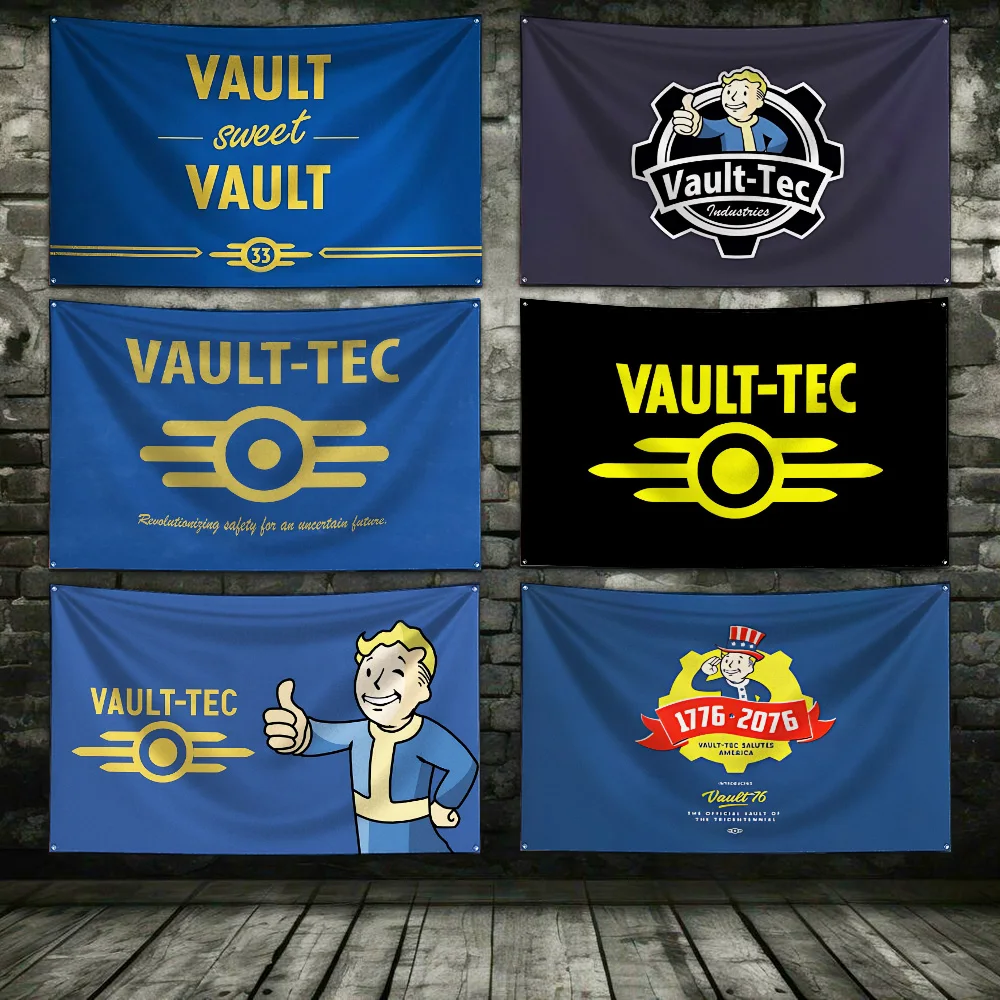 G-Vault Tec садовый флаг полиэстер цифровая печать баннер для гаража настенное украшение для двери с латунными втулками