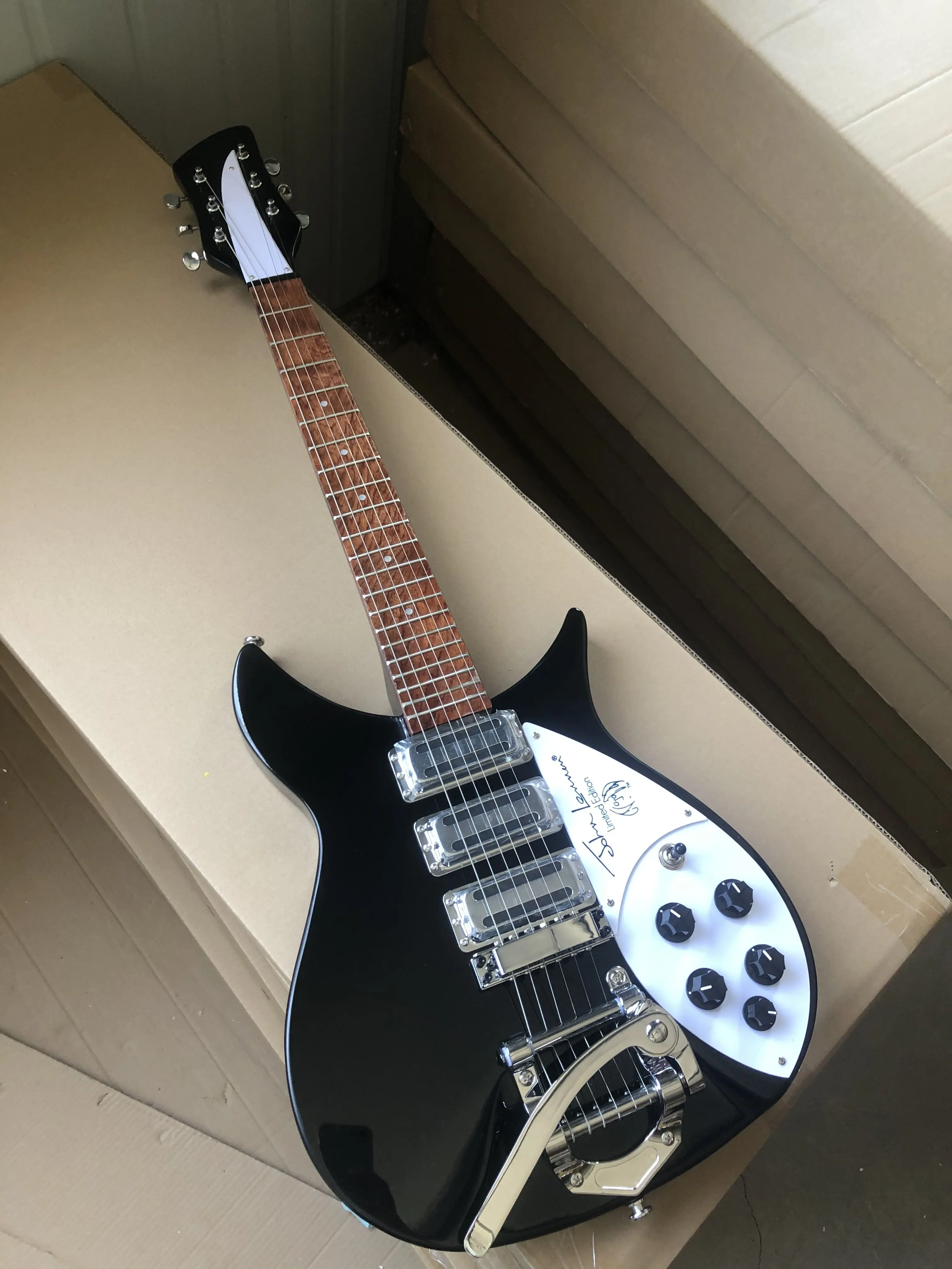 Электрогитара Rickenbacker, системный мост Tremolos, черный цвет, Белая гвардия, Высококачественная гитара, бесплатная доставка, 325