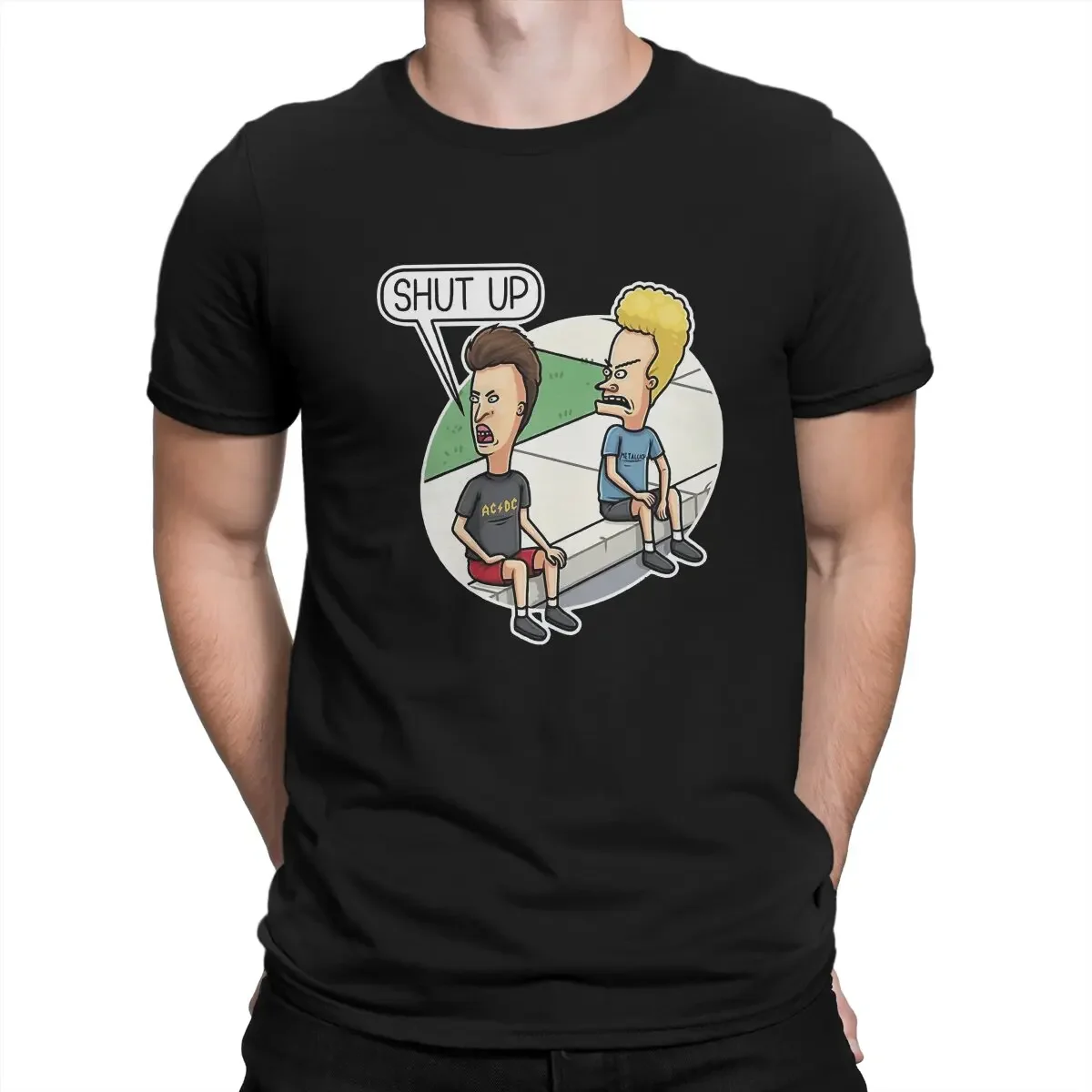 Забавная саркастическая мультяшная футболка с надписью Shut up Beavis и Butthead, модная футболка с круглым вырезом, топы в стиле Харадзюку