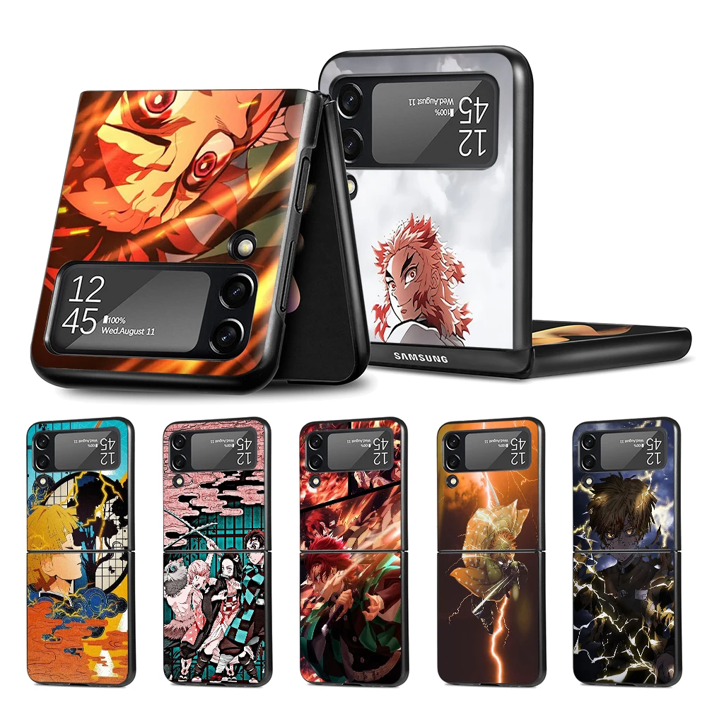 Чехол для телефона для Samsung Galaxy Z Flip3 Flip4 с изображением рассекающего демонов черного цвета