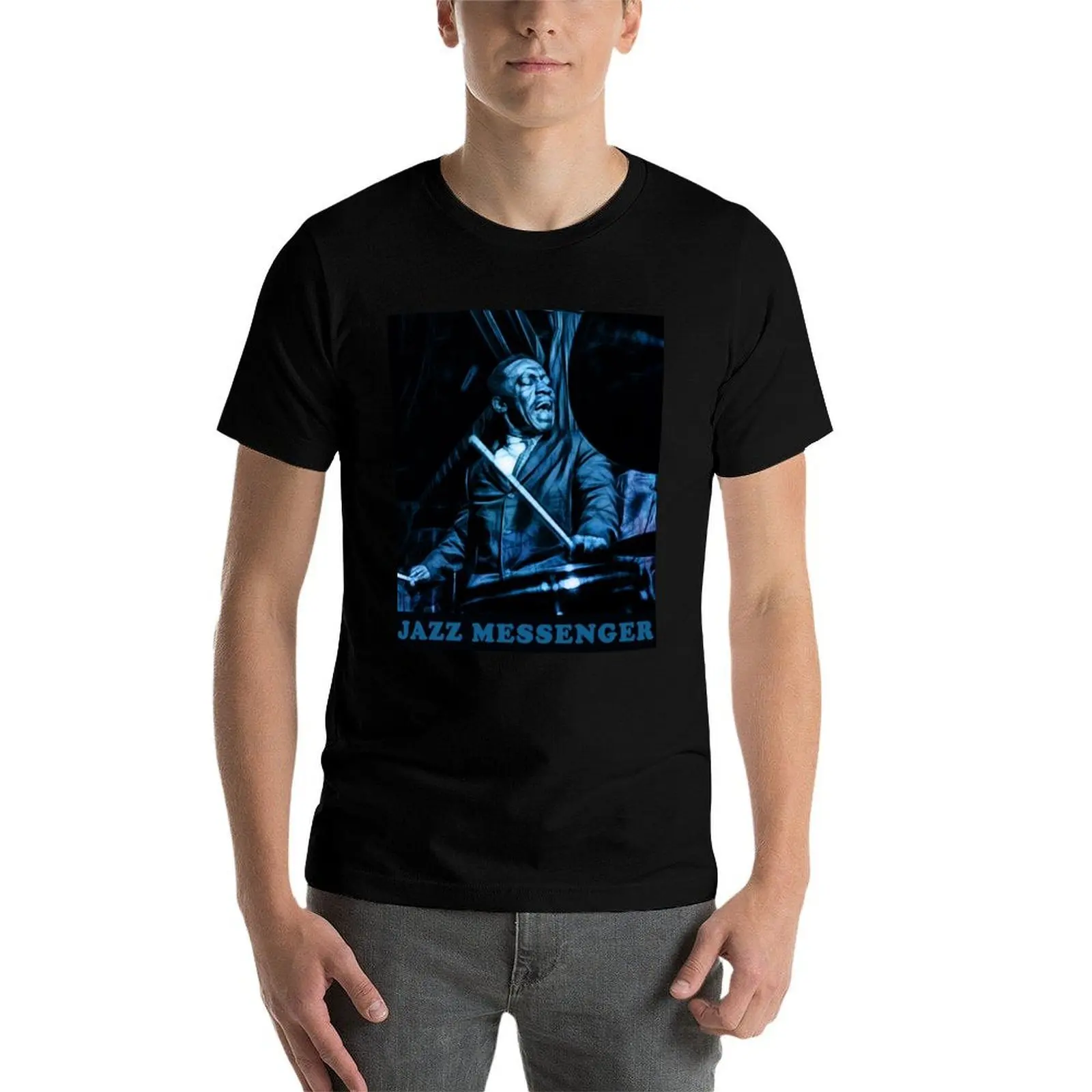 Фото Art Blakey - Jazz Messenger футболка с графическим рисунком винтажная футболка с короткими рукавами рубашка на заказ милая одежда мужские однотонные футболки №4