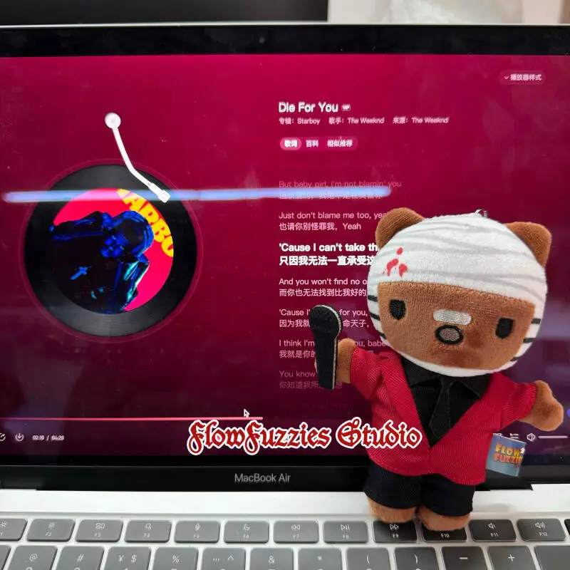 Flowfuzzies Studio, оригинальная трендовая серия The Weeknd-Kittys, короткие плюшевые брелки для ключей, модель куклы, подвеска, игрушки, подарок (art.: 3920d111fea34) - 3920d111fea34